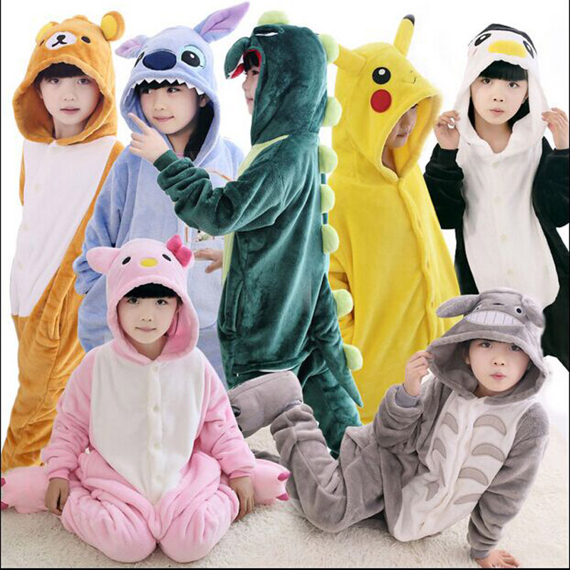 New Baby Boys Girls Pajamas Autumn Winter Children Flannel Animal funny animal Stitch panda Pajamas Kid