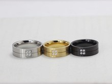 Top Quality 18K Gold Plated Titanium Steel Ring Mirco Paved Zircon Stainless Steel Ring Wholesale OTR17