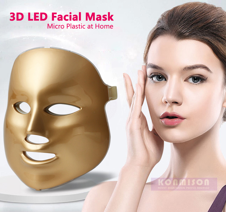 Upgraded Gold Photon LED Facial Mask Skin Rejuvenation Anti-Aging Beauty Therapy 3 Colors Light for Home Use Beauty Instrument