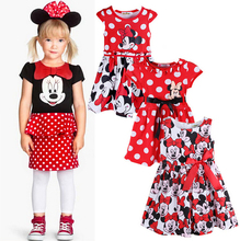 2015 New Summer Europe Brand Mini Mouse Cartoon Dress Baby Girl Dress Princess Dress Summer Clothing Children Clothes