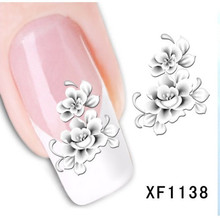 [NR-XF1138]Hot Sale 1 Sheet Water Transfer Nail Art Stickers Decal Elegant Light Blue Peony Flowers Design French Manicure Tools