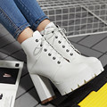 Spring Autumn Platform Square High Heels Ankle Boots Women Short Boots Ladies Shoes botas botte femme