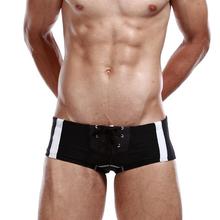 Black Sea Surfing Sexy Swim Boxer Underwear Push Up Swimming Tights For Men Low Rise Bikini Swimsuit Classic Trunks Patchwork