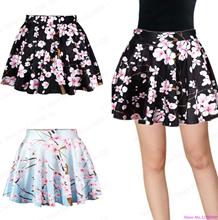 Printed Peach Blossom Short Skirts High Waist Ball Gown Miniskirt Clothing Sport Kilts Pettiskirt Pleated Tennis Skirts Vintage