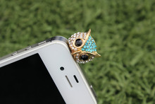 Dust Plugs Cellphone Dust Cap Free Shipping Mobile Phone 3 5mm Anti Dust Headphone With Crystal