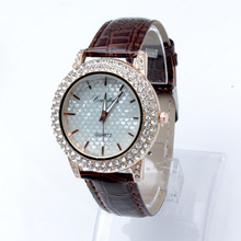 Wholesale 2016 New watch women Rhinestone women wristwatches Wedding Party Gift Wristwatch Fashion Casual PU Strap Quartz Watch