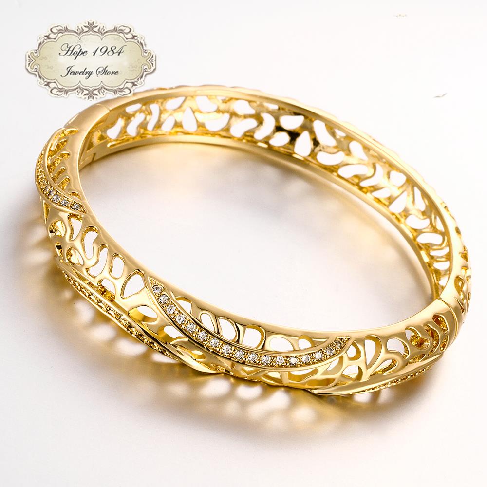 0 : Buy 2015 New 18K Gold Plated CZ diamond Round Clouds Hollow Wide Bangles ...