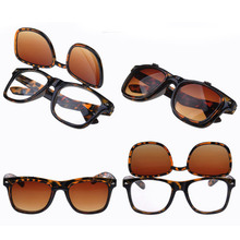 Flip Up Women Glasses Steampunk Double high quality brand design Hot Sale 2015 New Vintage Retro