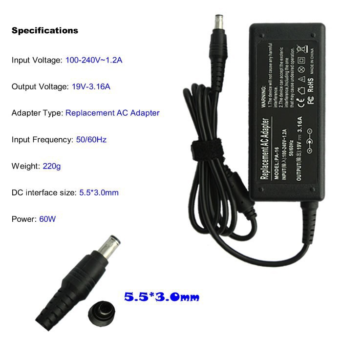 Купить 19V 3.16a 5,5 * 3.0 мм питания ac адаптер для samsung ад 6019r ...