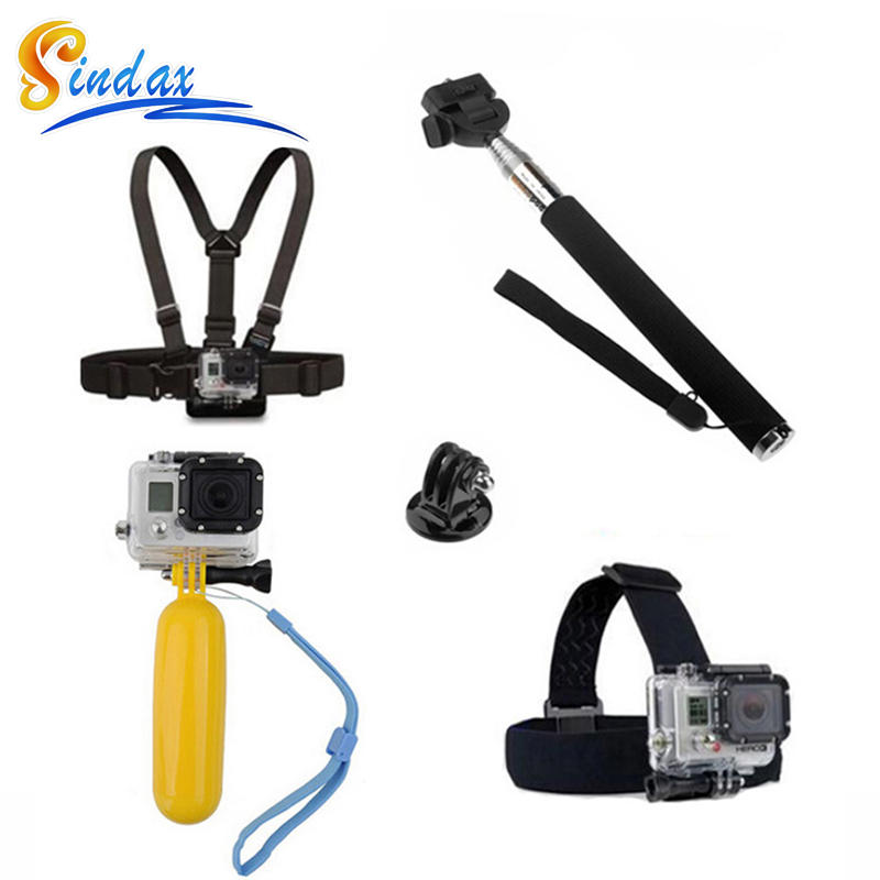 Monopod Tripod Mount Adapter + Float Bobber Handheld Stick + Chest Belt + Head Strap For ALL Gopro Hero 4 3 SJ4000 Accessories