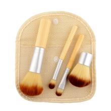Quality Hot New Portable 4Pcs Bamboo Handle Cosmetics Powder Makeup Beauty Brush Set free shipping 
