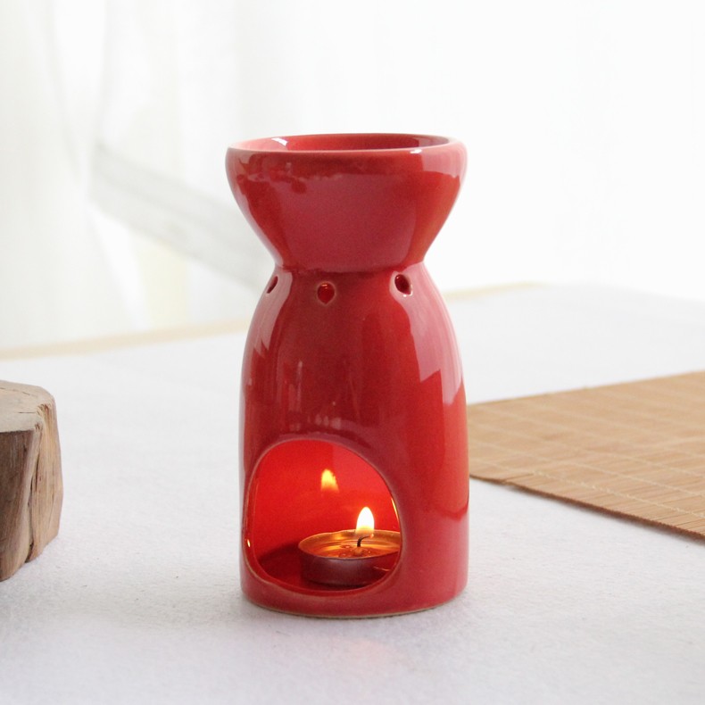 New Arrival Red Ceramic Oil Burner Aroma Burner Candle Aromatherapy