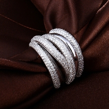2015 Summer Style Luxury Brand Big Wedding Ring Pure Real 925 Sterling Silver Big Wedding Ring