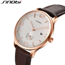 SINOBI Business Office Gold Mens Watches Top Brand Luxury Seconds Display 2016 Watch Men 30 Meters Water Resistant Reloj Hombre