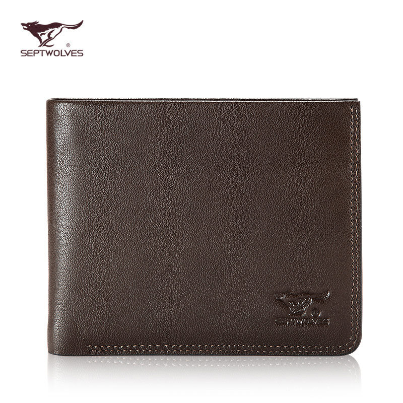 fashion men Septwolves       brief soft     genuine leather wallets brand male wallet purse men