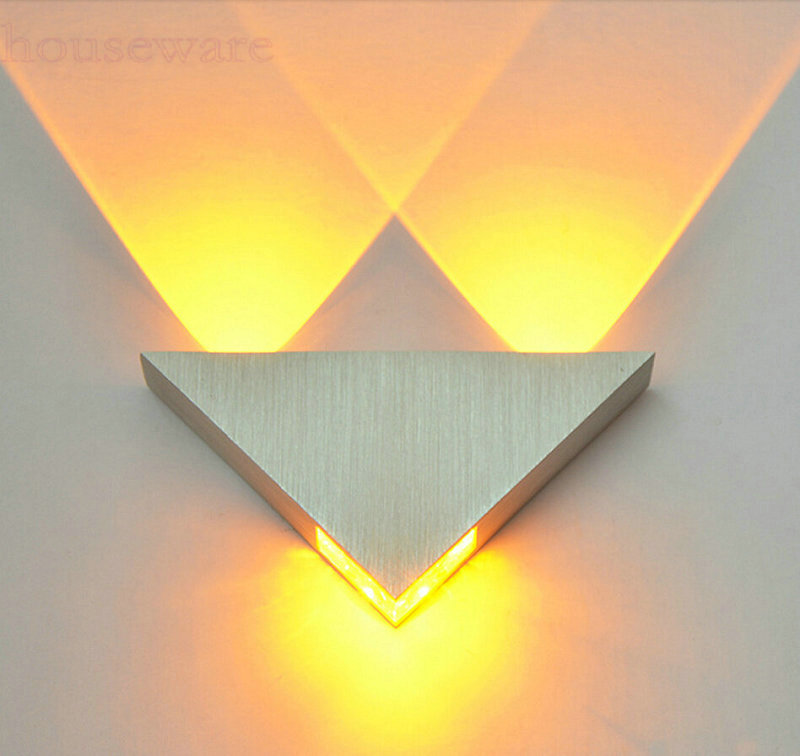 AC85-265V 3W Yellow Aluminum Triangle LED Wall Lamp High Power LED Modern Home Lighting Indoor Decoration Light wx368