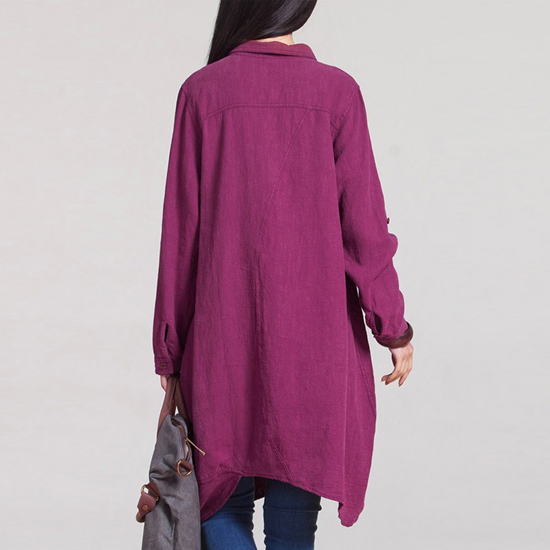 ZANZEA Fashion Women Blouses 2018 Autumn Long Sleeve Irregular Hem Cotton Shirts Casual Loose Blusas Tops Plus Size S-5XL aeProduct.getSubject()