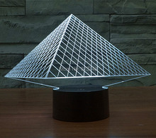 Free Shipping 1Piece acrylic colorful changeable Pyramid stereoscopic 3D LED lamp of led Night lighting With USB Cable