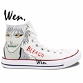 Wen Hand Painted Shoes Design Custom Anime Bleach White Black High Top Men Women s Canvas