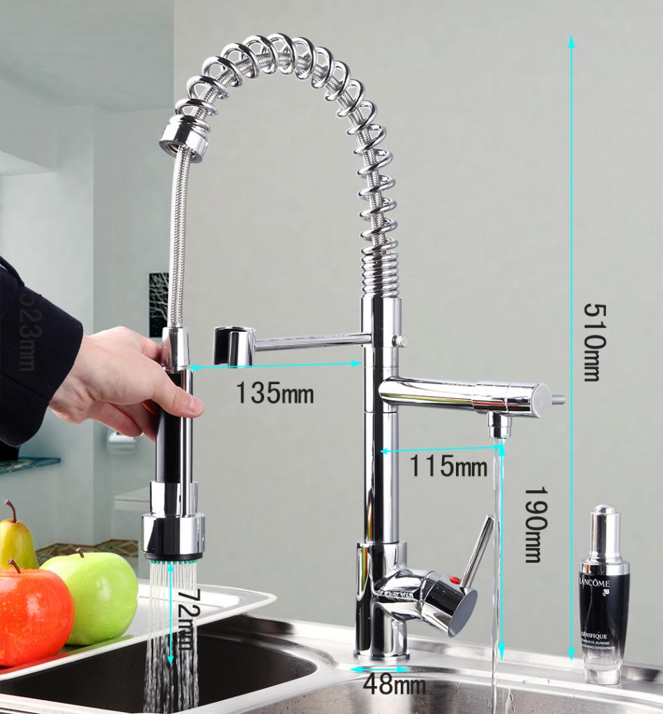 HELLO 3 Functions Chrome Polished Kitchen Faucet torneira 2 Sprayer Swivel Spout Single Handle Pull Down Spray Kitchen Mixer Tap