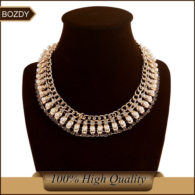 Bozdy 2015 trendy gold silver chunky statement necklace vintage fashion statement jewelry women wide choker collar