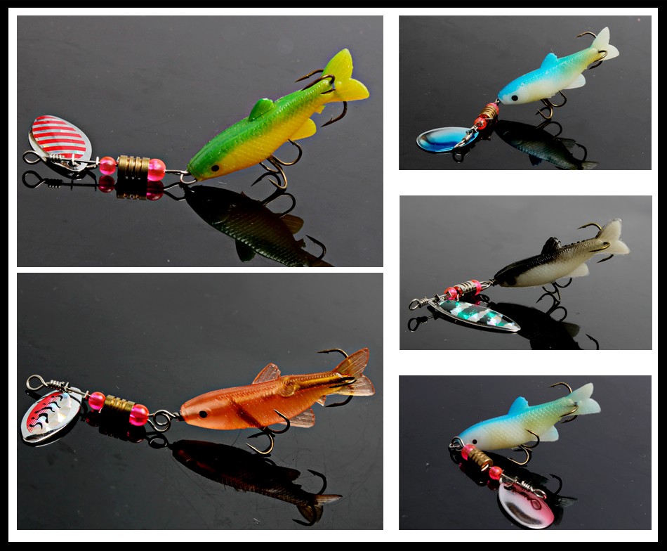 24pcs/lot 9cm//3.54in Soft Fishing Lures Minnow Spinner Rubber Fishing