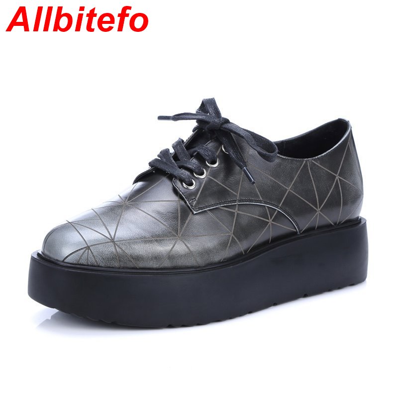 Hot sale Geometric design genuine leather flat platform fashion Heighten shoes square toe casual shoes flat heel women flats