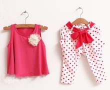 new 2015 children s clothing summer set child flower female vest polka dot harem pants kids