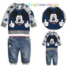 2015 spring and autumn mickey and minnie t shirt jeans baby boys clothes