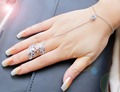 Free shipping gold silver alloy leaf shaped rings with crystal arabic ring bracelet