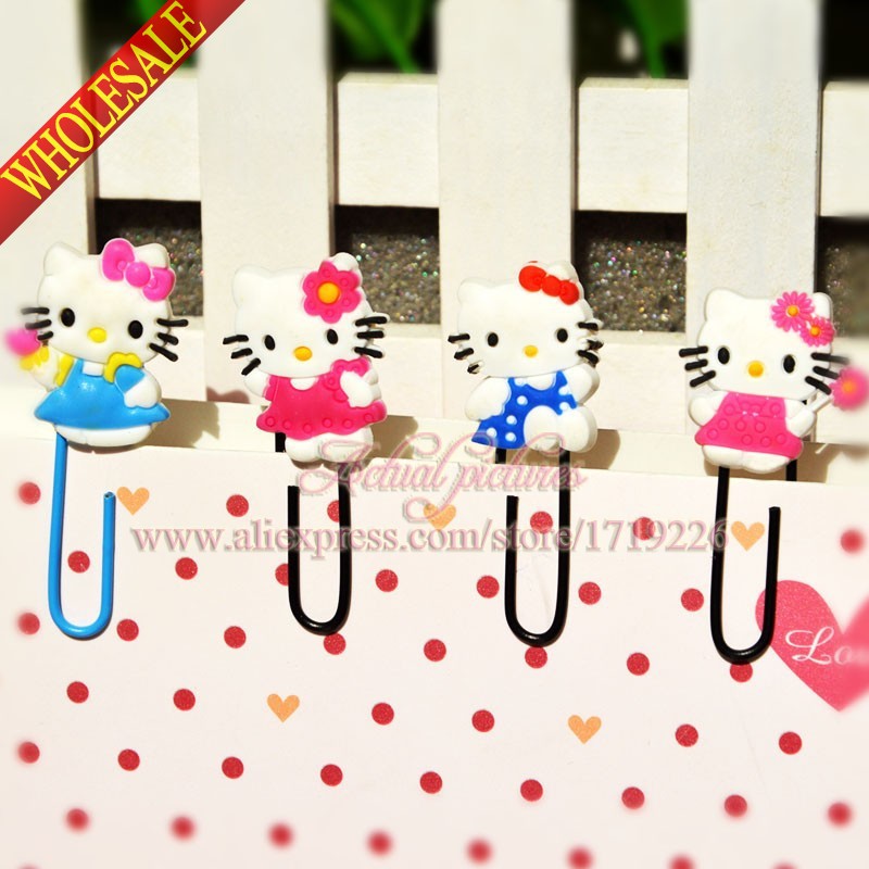 Hot Sale 4PCS  Hello Kitty Hot Games Bookmarks,DIY Multifunction Bookmarks,DIY Cartoon Paper Clips,Office School Supplies Gifts