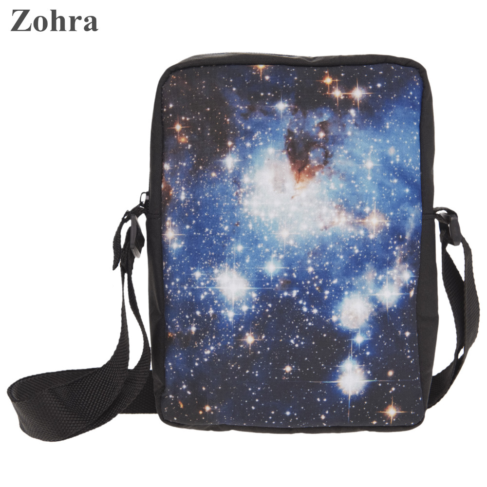 New galaxy blue women mini messenger bags handbags clutch bolsas feminina bolsos crossbody bag Zohra 3D printing fashion brand