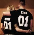 2016 KING QUEEN 01 Funny Letter Print T Shirt Women Men Sport Tops Hipster Fashion Clothing