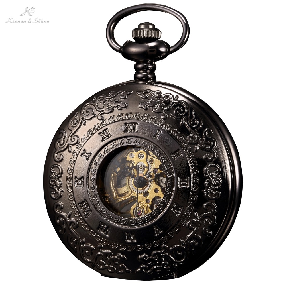 KS Retro Skeleton Alloy Case Copper Key Style Roman Dial Luxury Case Male Clock Mechanical Hand
