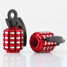 2015 Hot  4 x Metal Cool Grenade Shaped Design Car Auto Motorcycle Bike Tire Tyre Valve Dust Caps Red