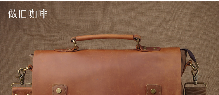Men's Retro Vintage Shoulder Messenger Distressed Genuine Crazy