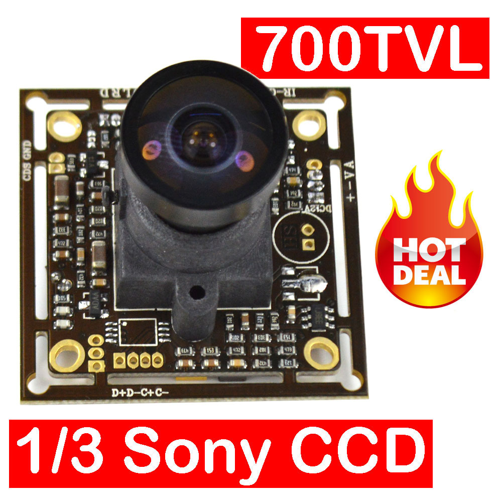 Гаджет  HD 700TVL camera 1/3 Inch Sony CCD Mini CCTV PCB FPV board camera Tiny Wide video recorder 2.1mm Wide Angle lens free shipping None Безопасность и защита