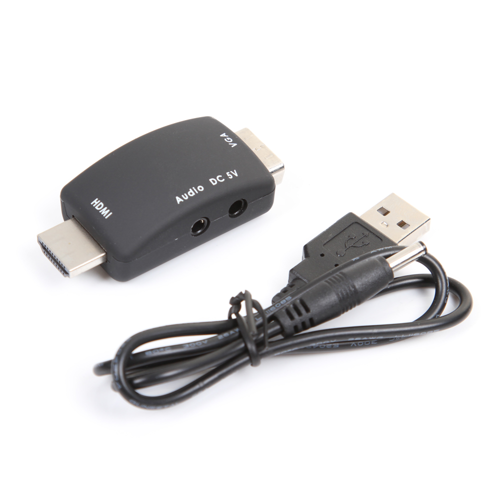 1080PHDMIMaletoVGAFemaleVideoConverterAdapterUSBPowerAudio