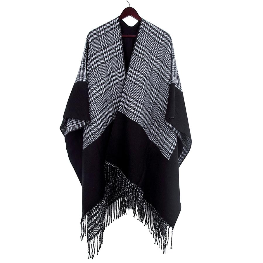 2016 New Women Novelty Autumn Winter Plaid font b Tartan b font Poncho Shawl Checked Scarves