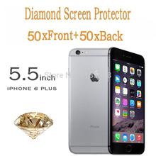 50pcs/lot For Iphone 6 plus 5.5 inch shinning diamond glitter screen protector film guard front and back with retail package