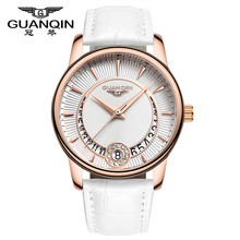 2015 mujeres 33 mm ancho de banda Miyota cuarzo reloj de pulsera de cuero con calendario Sapphire bisel impermeable regalo de navidad horas