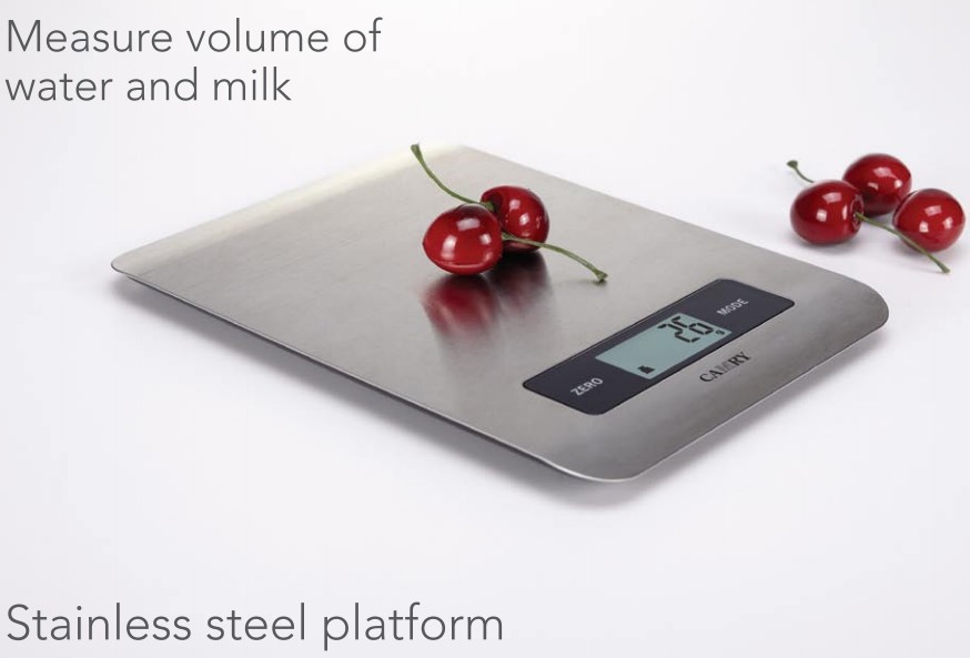 CAMRY Digital Kitchen Scale 5KG Food Scale Cooking Tools with Super slim Stainless Steel Platform Can
