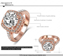 LZESHINE Brand Ring Jewelry Cubic Zircon18K Rose Gold Plate SWA Elements Austrian Crystal Fashion Finger Rings