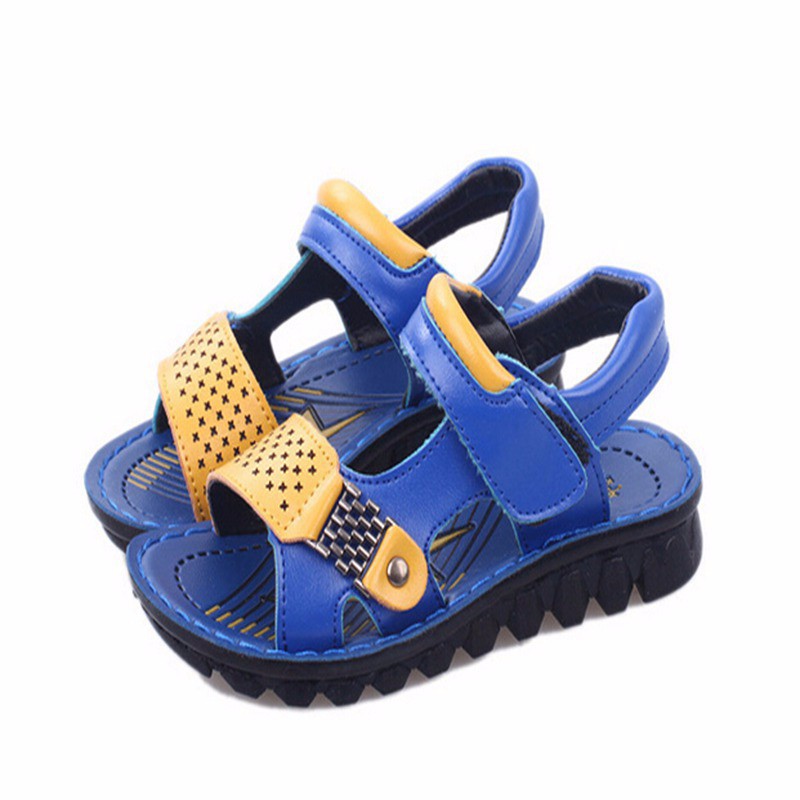  Wholesale 2015 Summer New Fashion 3-12 Years Bright Boys Student Polyurethane Anti-slip Sandals Kids Children Summer Shoes