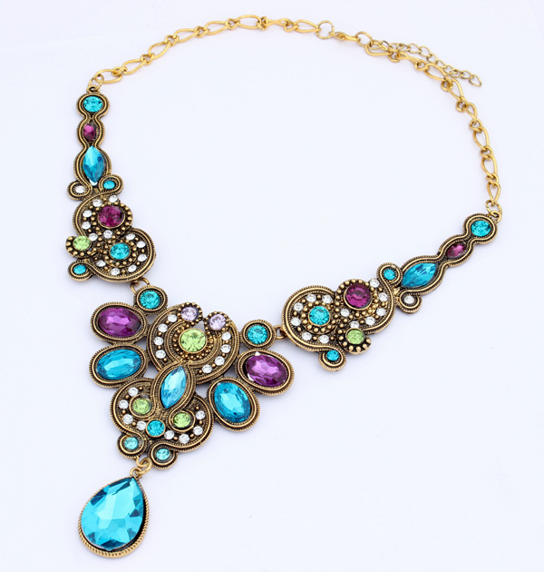 india style sparkling multi rhinestone bib necklace india style sparkling multi rhinestone bib necklace