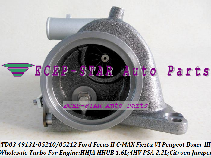 TD03 49131-05210 49131-05212 0375K7 6U3Q6K682AE Turbo Turbocharger For Ford Focus II C-MAX Fiesta VI 1.6L Citroen Jumper Peugeot Boxer III 4HV PSA 2.2L HDI (4)