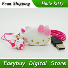 20 pcs/lot 100% Brand New Mini Fashion Hello Kitty Shaped Card Reader MP3 Music Players With Hello Kitty Earphone&Mini USB