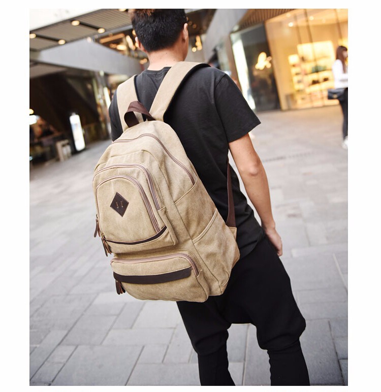 Fashion Cute Pig Nose Vintage High quality boy school bag Casual Travel Bags men Canvas Backpack (21)