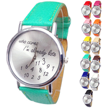 Modern Funny Comment Women Men Wrist Watches,Who Cares Im Already Late Quartz Wrist Watch May25