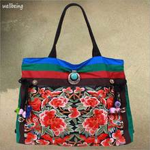 2016 NEW peony tassel canvas embroidered women bag, national characteristics single messenger bag women’s fashion, crossbody bag